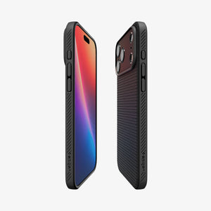 Spigen iPhone 17 Pro Liquid Air case in Matte Black – front and back side views