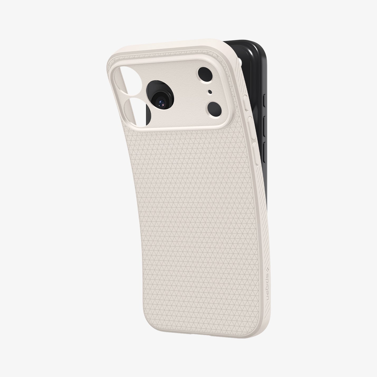 Spigen iPhone 17 Pro Liquid Air case in Natural Titanium – flexible case fit detail