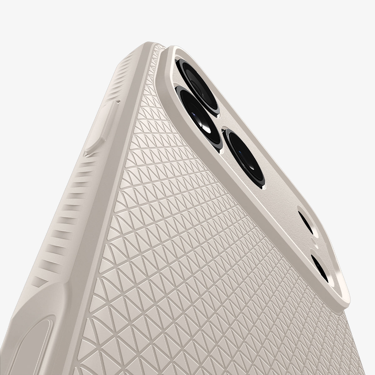Spigen iPhone 17 Pro Liquid Air case in Natural Titanium – texture and camera detail
