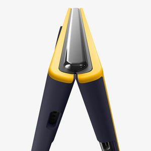 iPhone Duo Nano Pop (Mag Fit) in Blueberry Navy showing a close-up of the hinge area highlighting the hinge-free folding design