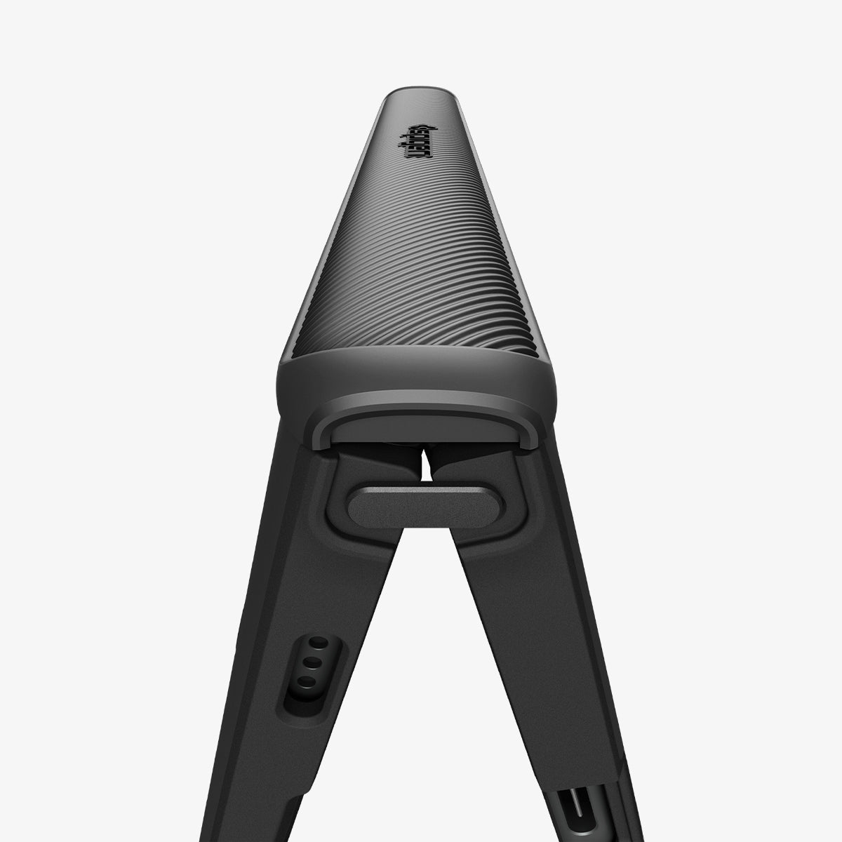 iPhone Duo Slim Armor Pro S (Mag Fit) showing a close-up of the textured hinge cover and integrated hinge protection