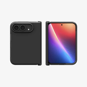 iPhone Duo Tough Armor Pro (Mag Fit) in Black showing the case from front and back with a magnetic ring and full hinge coverage