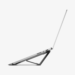 AMP11116 - Slim Fold Laptop Stand | LD201-S7 showing slim fold laptop stand from the side propped up at low angle
