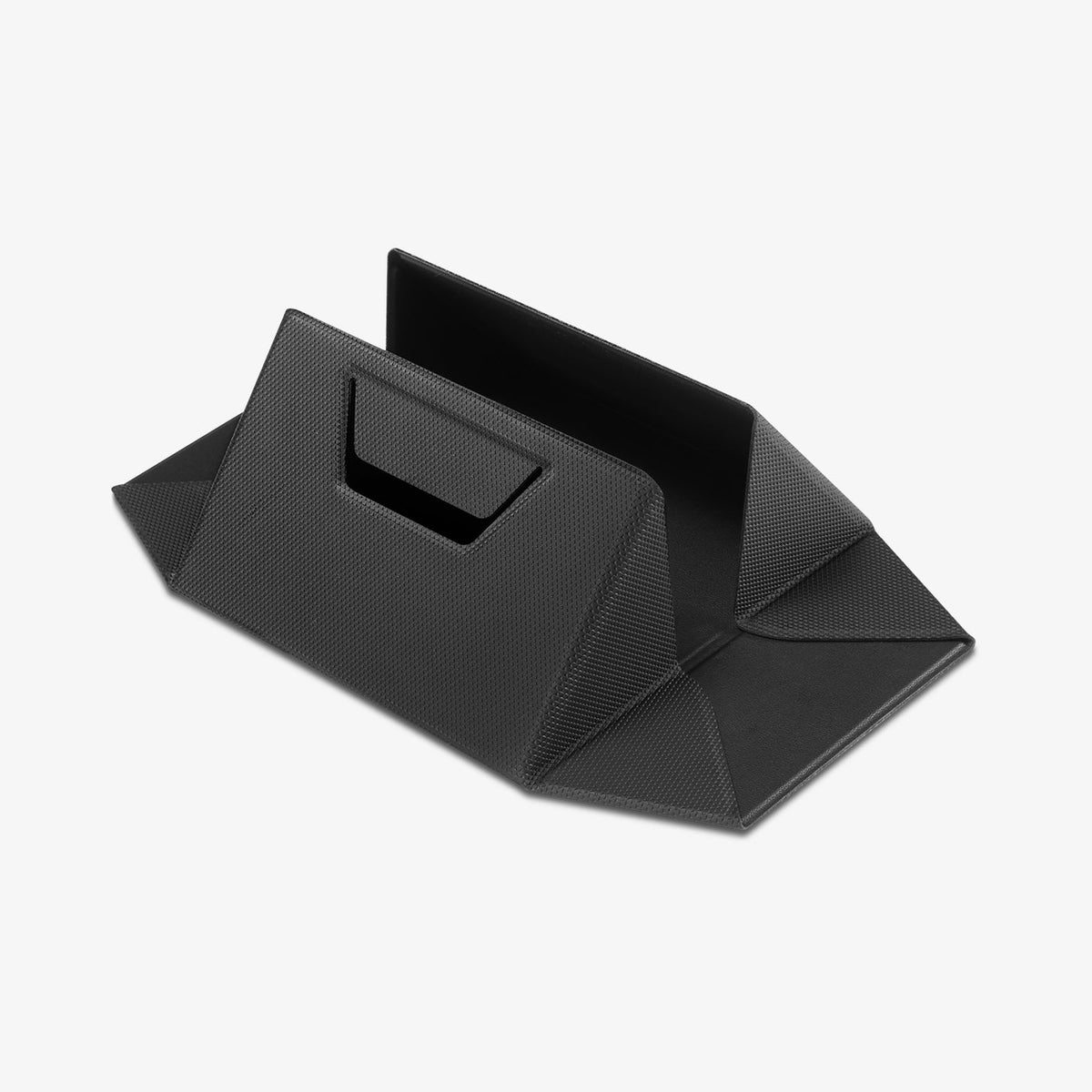 AMP11118 - Slim Fold Laptop Stand | Non-Adhesive | Black LD201-S9 showing top view of the black slim fold laptop stand for vertical mount for storage