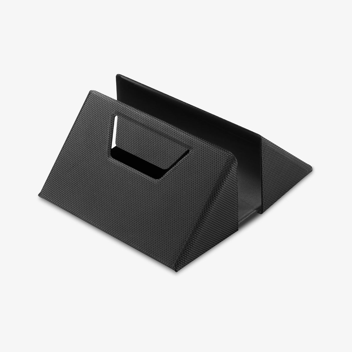 AMP11118 - Slim Fold Laptop Stand | Non-Adhesive | Black LD201-S9 showing top view of the black slim fold laptop stand for vertical mount for storage locked