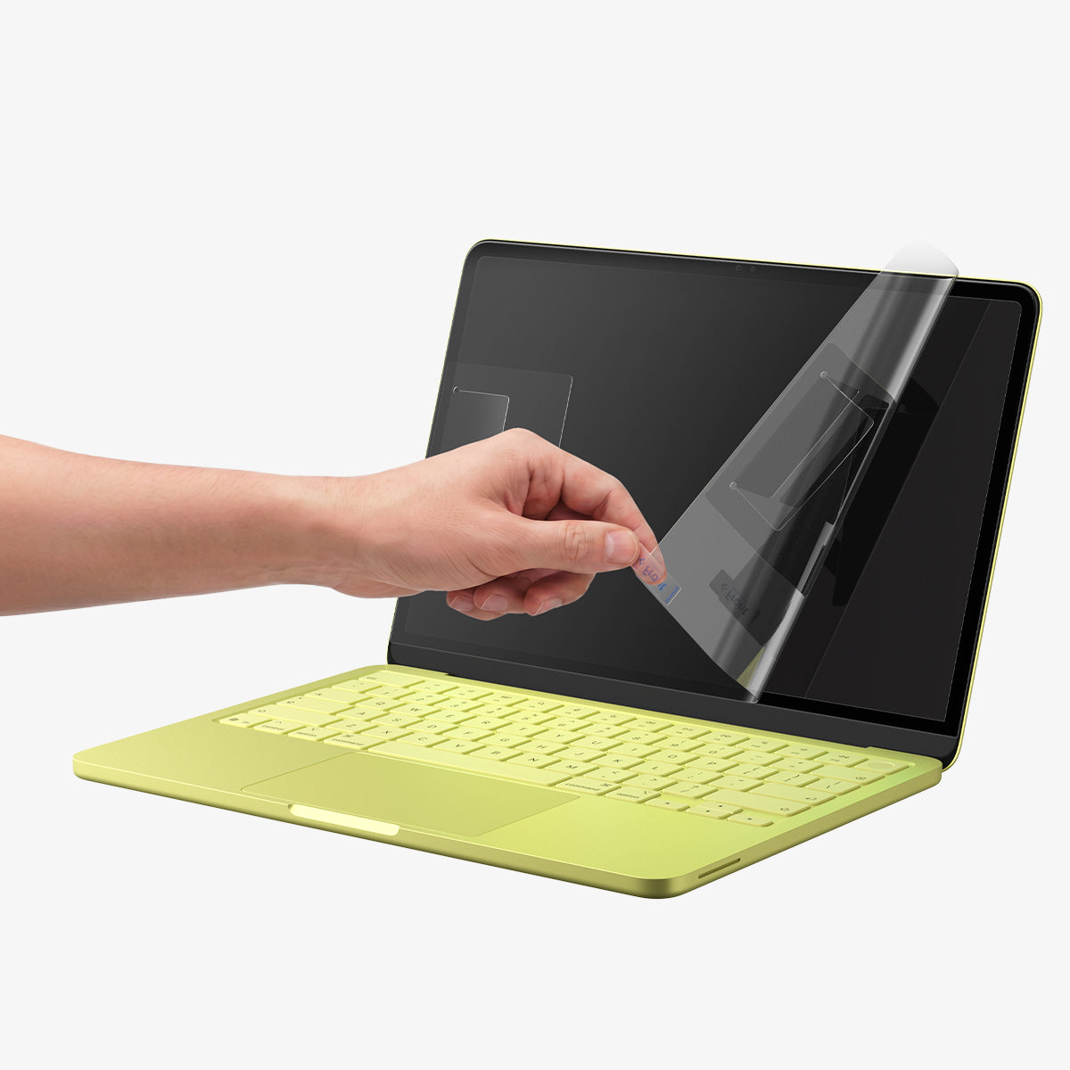 Spigen MacBook Neo 13-inch Glas.tR Slim in Clear showing side