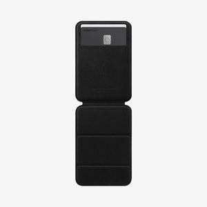 AMP02835 - Universal Card Holder Smart Fold in gunmetal showing the front attached to the back of a device