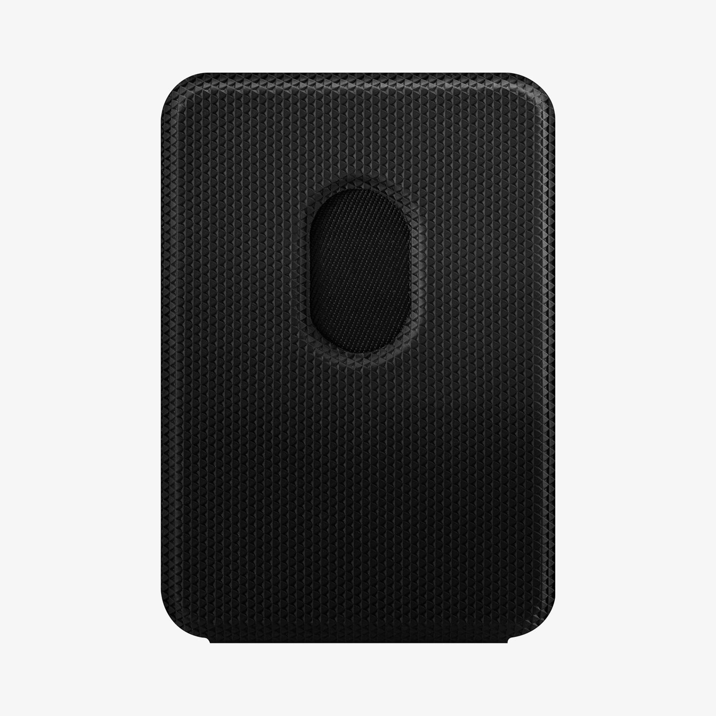AMP02835 - Universal Card Holder Smart Fold in gunmetal showing the front attached to the back of a device