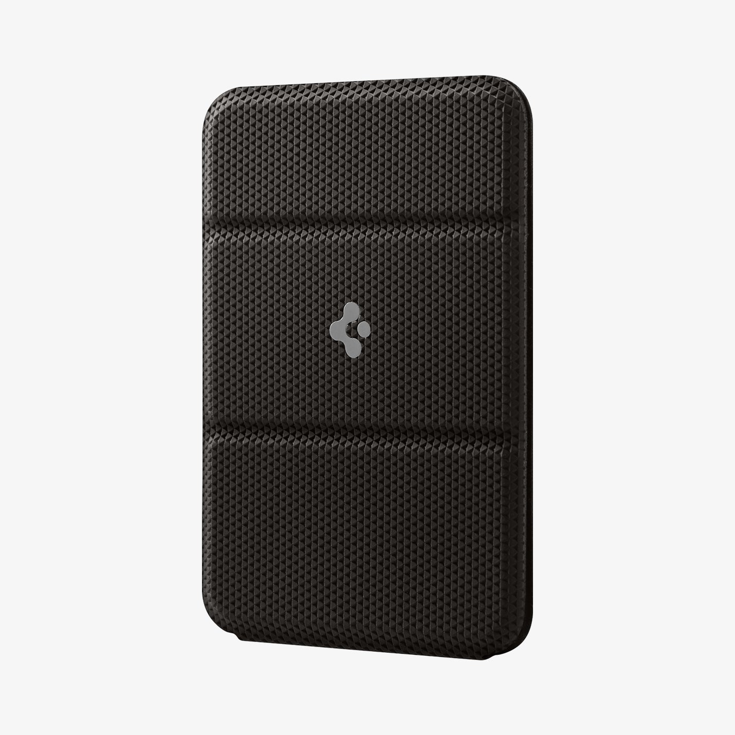 AMP02835 - Universal Card Holder Smart Fold in gunmetal showing the front attached to the back of a device