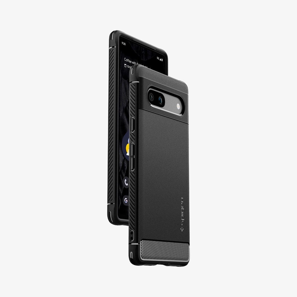 Spigen Google Pixel 7a Case – Rugged Armor — Matte Black camera bar and side profile