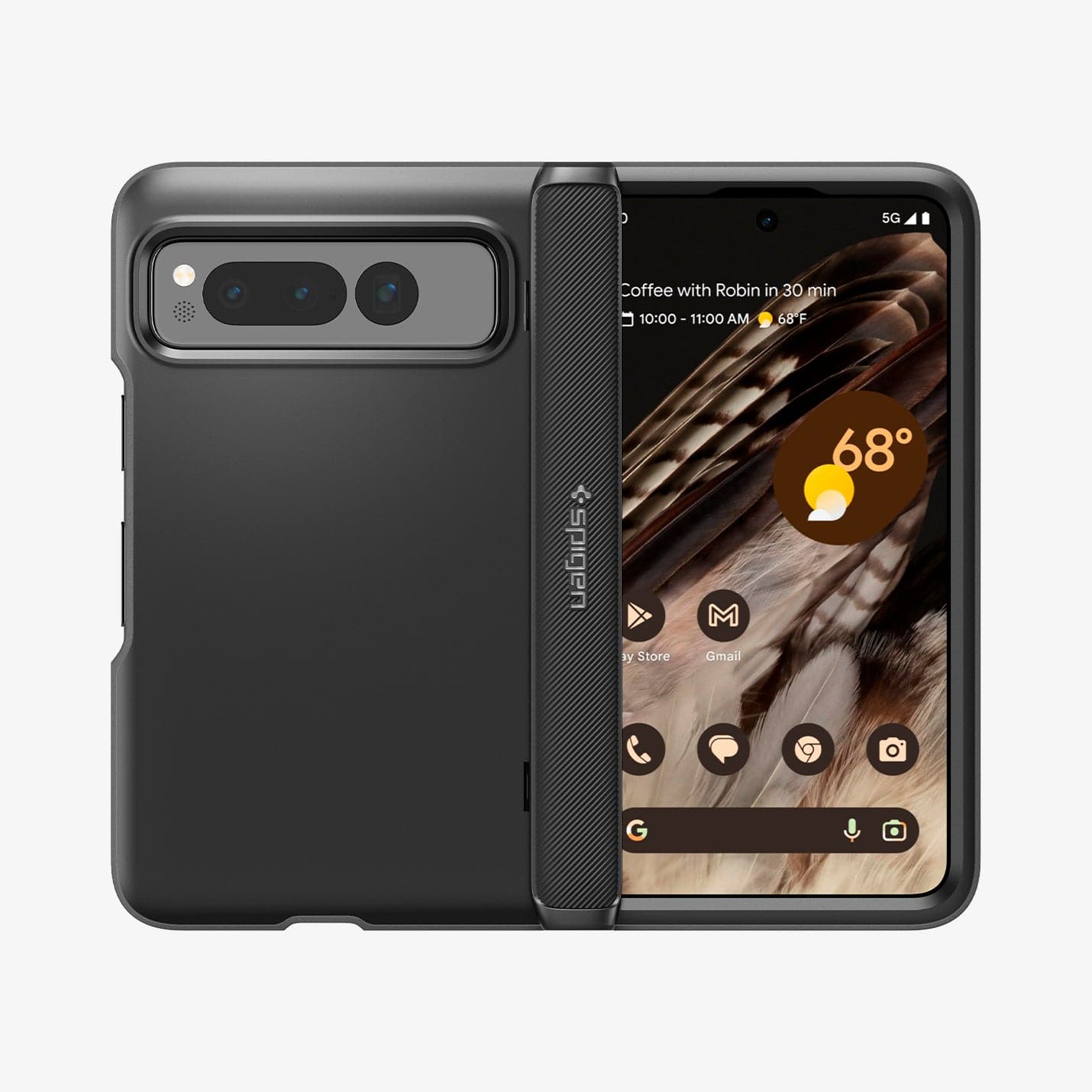 ACS05920 - Pixel Fold Series Case Slim Armor Pro in black showing the back