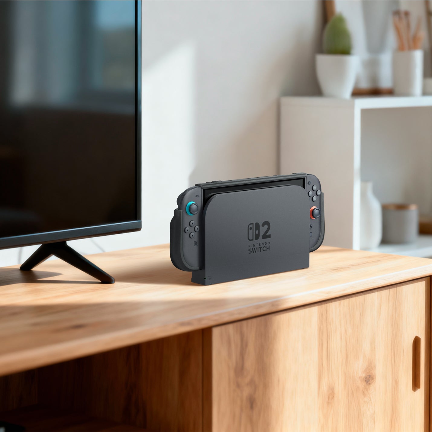 Nintendo Switch 2 in dock with Spigen Ultra Hybrid case installed