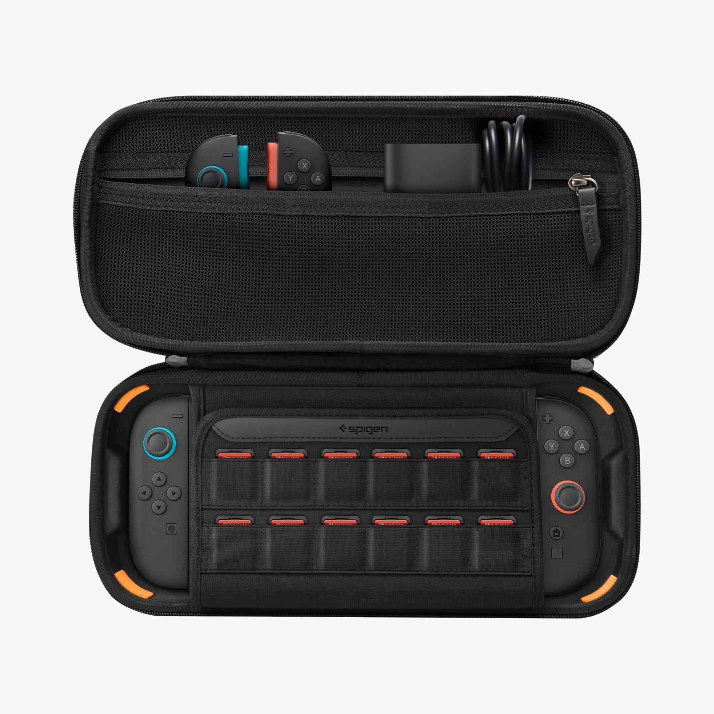 Nintendo Switch 2 and compact accessories organized inside Rugged Armor Pro case