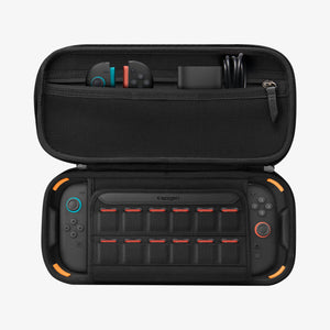 Nintendo Switch 2 and compact accessories organized inside Rugged Armor Pro case