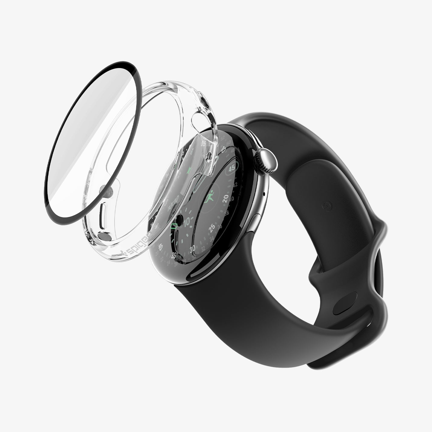 Spigen Google Pixel Watch 5 (45mm) Case + Screen Protector – Thin Fit 360 - Crystal Clear - image 4