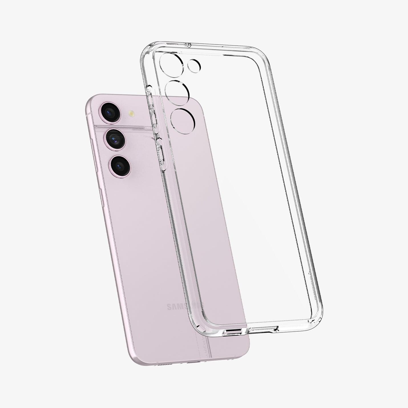 ACS05714 - Galaxy S23 Case Ultra Hybrid in crystal clear showing the back with case hovering away from device