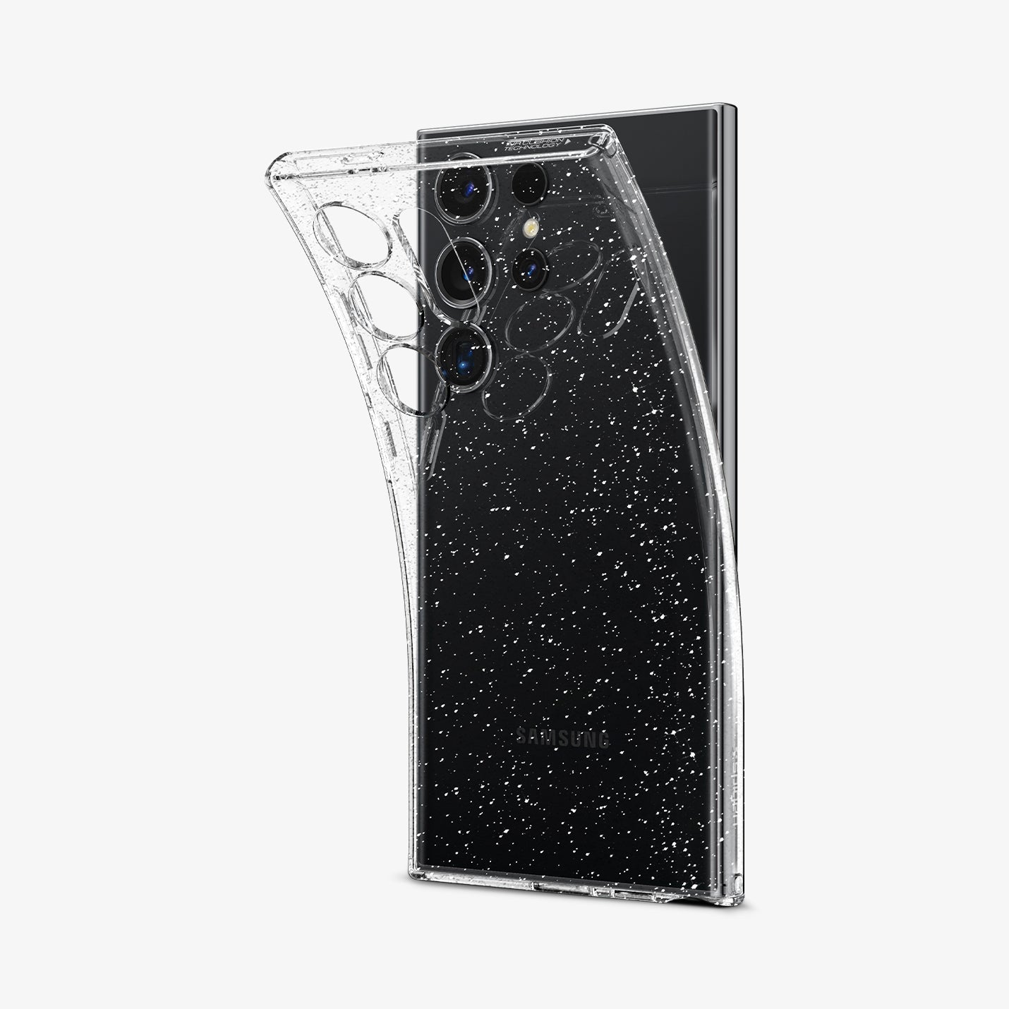 ACS07285 - Galaxy S24 Ultra Case Liquid Crystal Glitter in Crystal Quartz showing the back