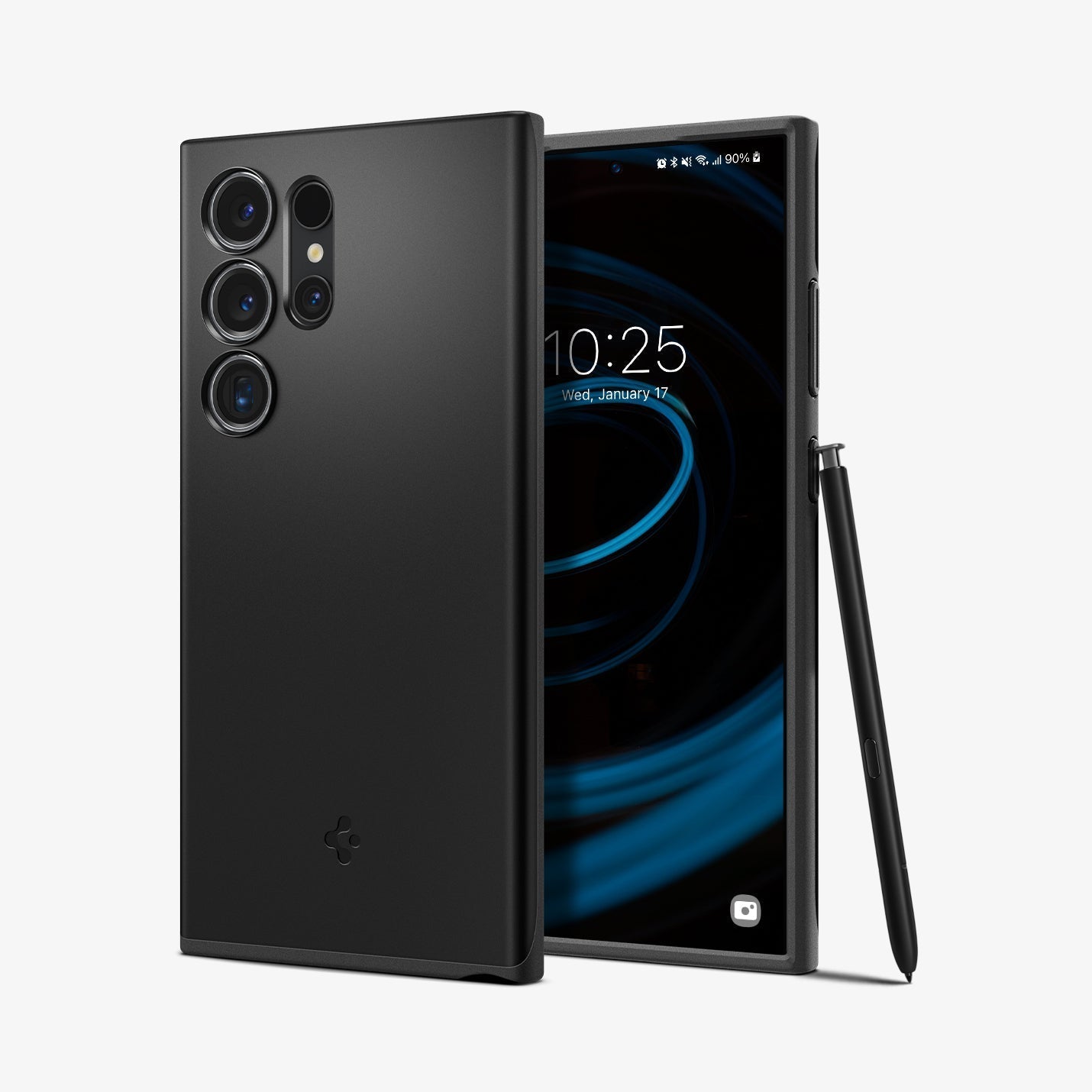 ACS07281 - Galaxy S24 Ultra Case Thin Fit in Black showing the back