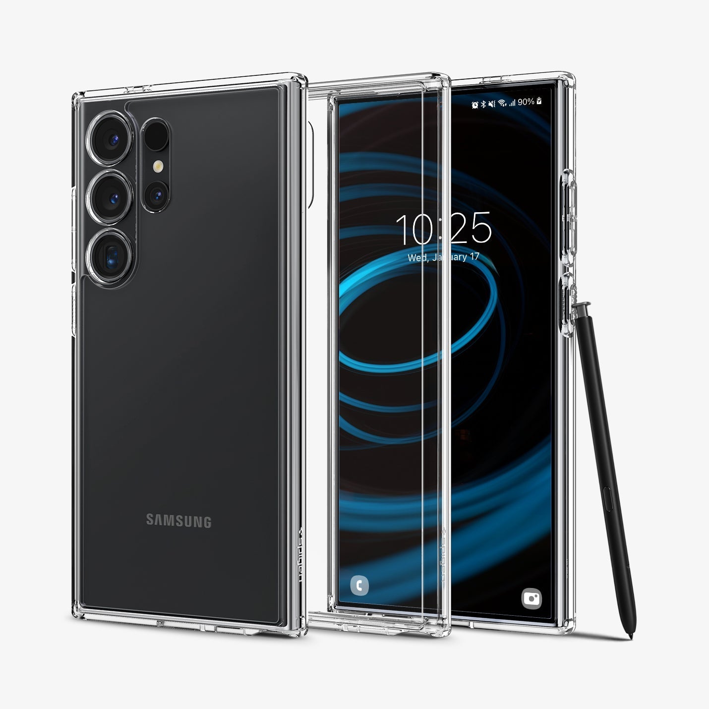 ACS07292 - Galaxy S24 Ultra Case Ultra Hybrid in Crystal Clear showing the back