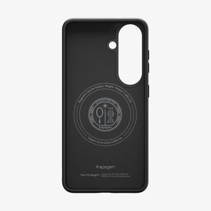 Spigen Galaxy S26 Case Thin Fit (Mag Fit) Black showing front and inside of case