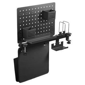 Front product view of the black Spigen LD406 rail pegboard and side organizer