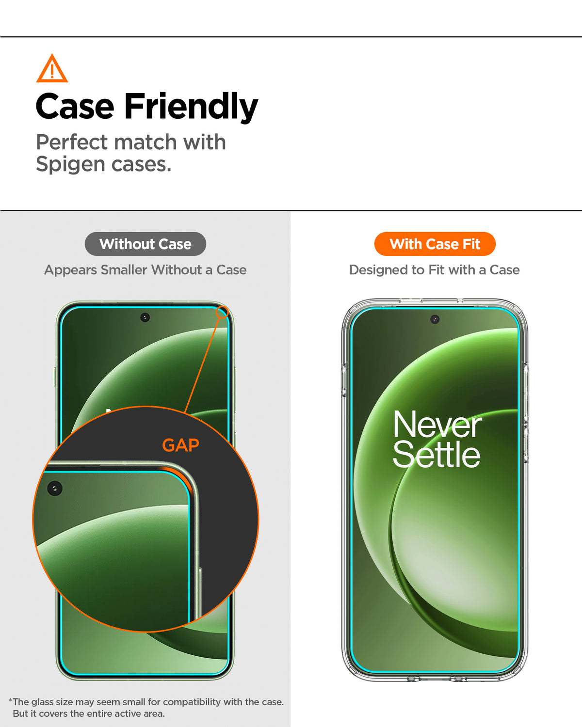 Case-friendly edge spacing for OnePlus 15R AlignMaster S glass
