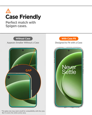 Case-friendly edge spacing for OnePlus 15R AlignMaster S glass