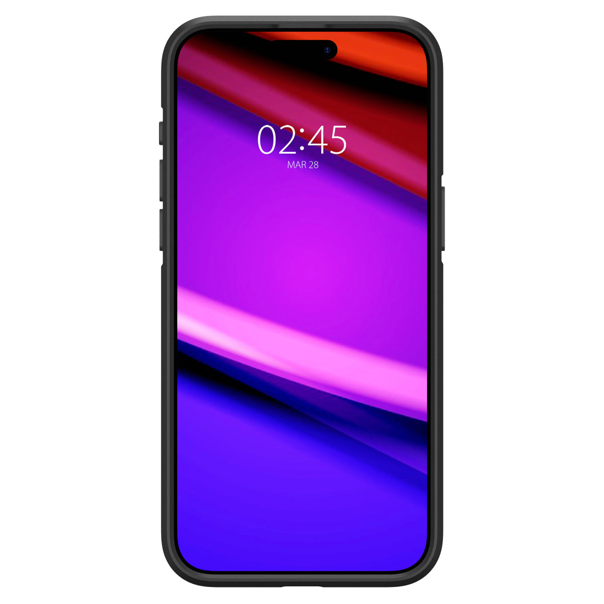 Spigen iPhone 15 Pro Core Armor case in Matte Black - front view with raised screen bezel