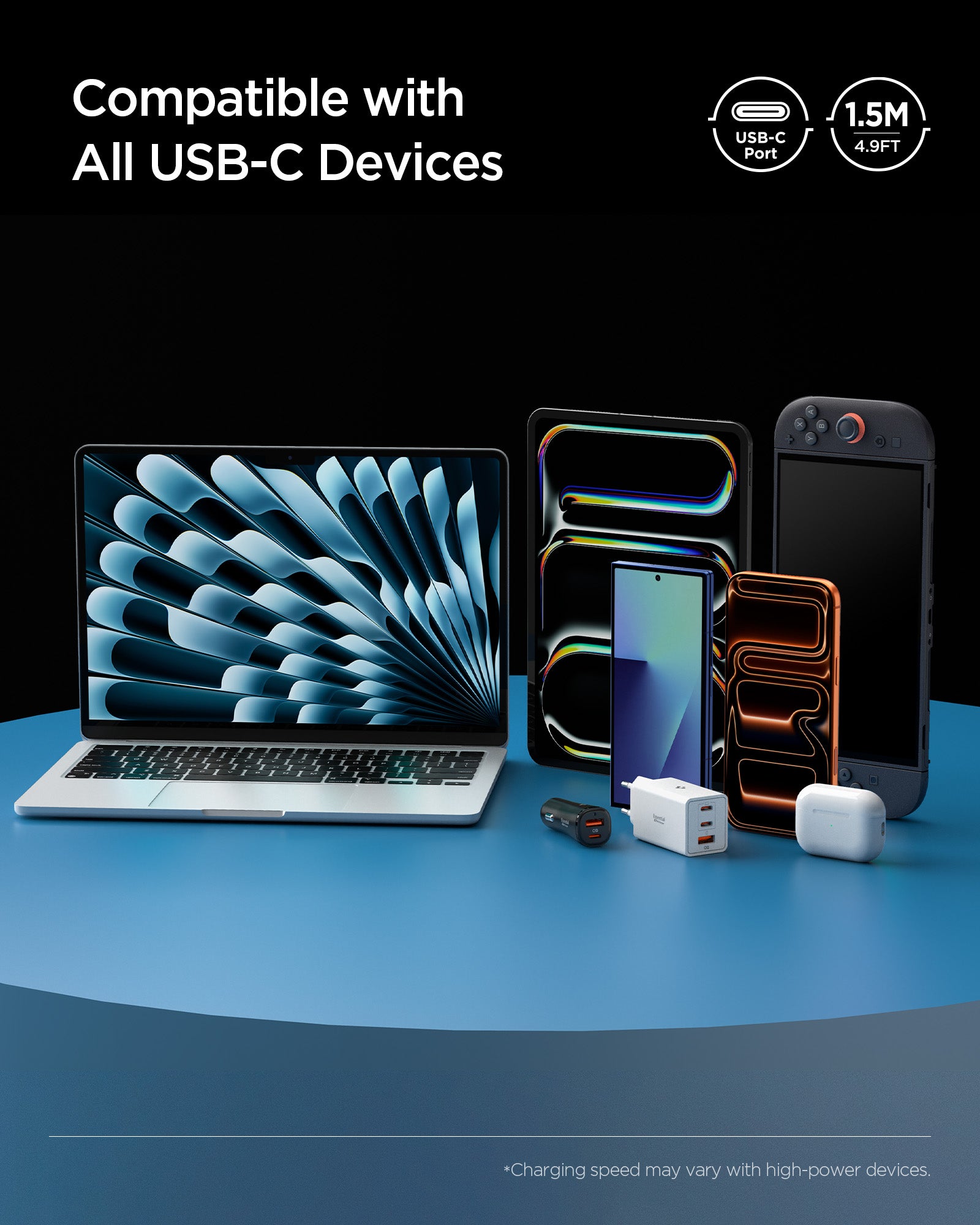 Black Spigen EB24015CC 240W USB-C cable feature 8: display and connectivity specification
