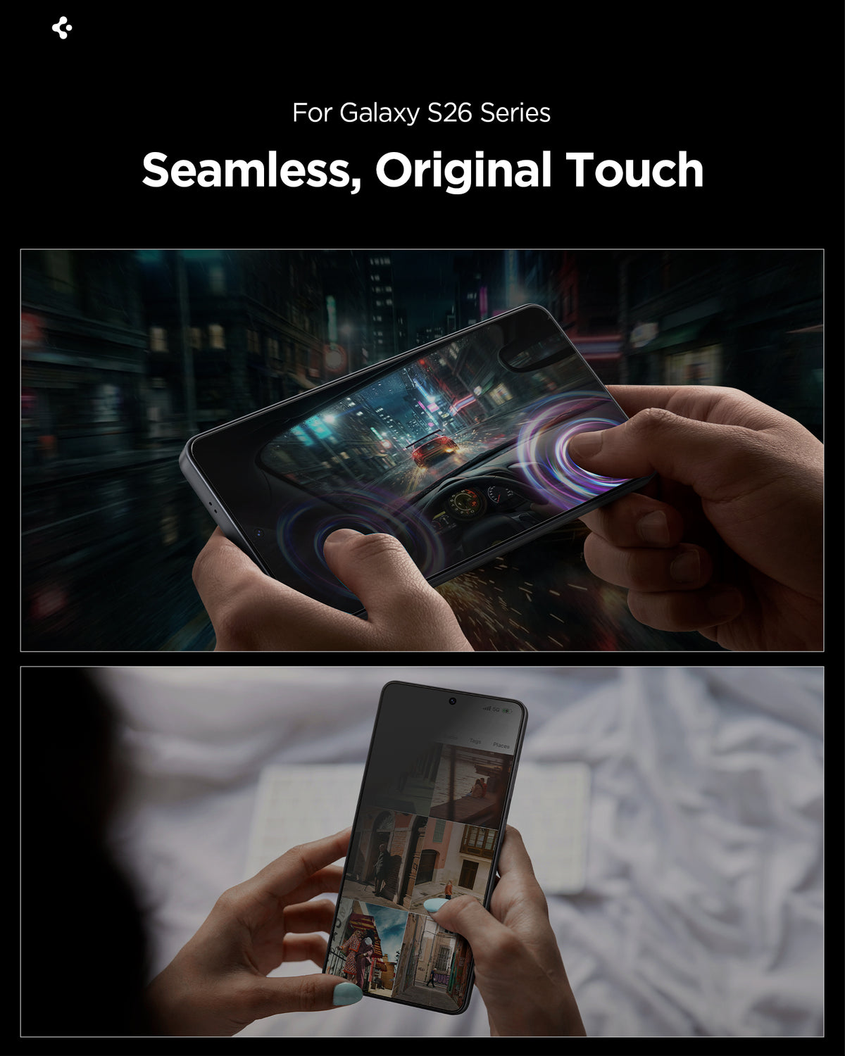 Spigen Galaxy S26 Plus EZ Fit Pro HD Privacy – touch interaction