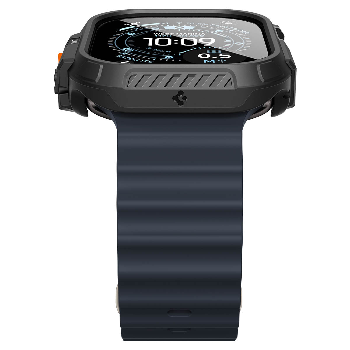 Spigen Apple Watch Ultra 4 / 3 / 2 / 1 (49mm) Case – Lock Fit with Glass — Black, construction, fit or installation view 18