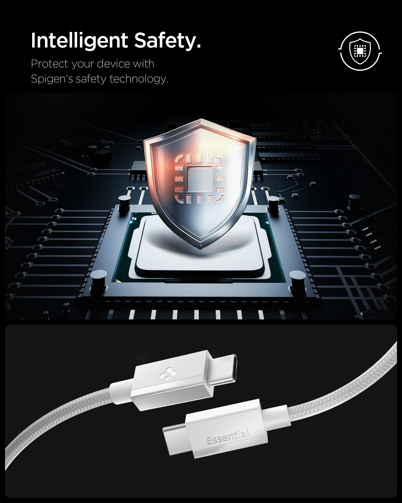 White Spigen EB6015CC 60W USB-C cable feature 3: smart charging control