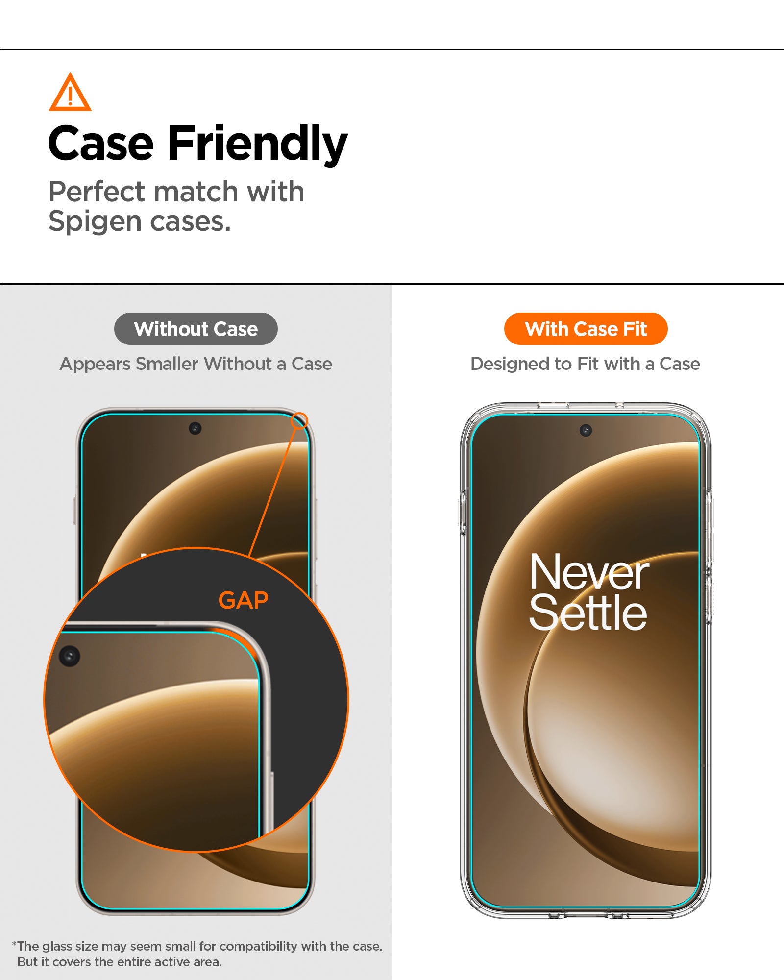Case-friendly spacing comparison for OnePlus 15 AlignMaster S glass