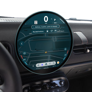 Spigen MINI Cooper (2025-2026) 9.4-inch Screen Protector – GlasTR Slim Matte — angled dashboard view