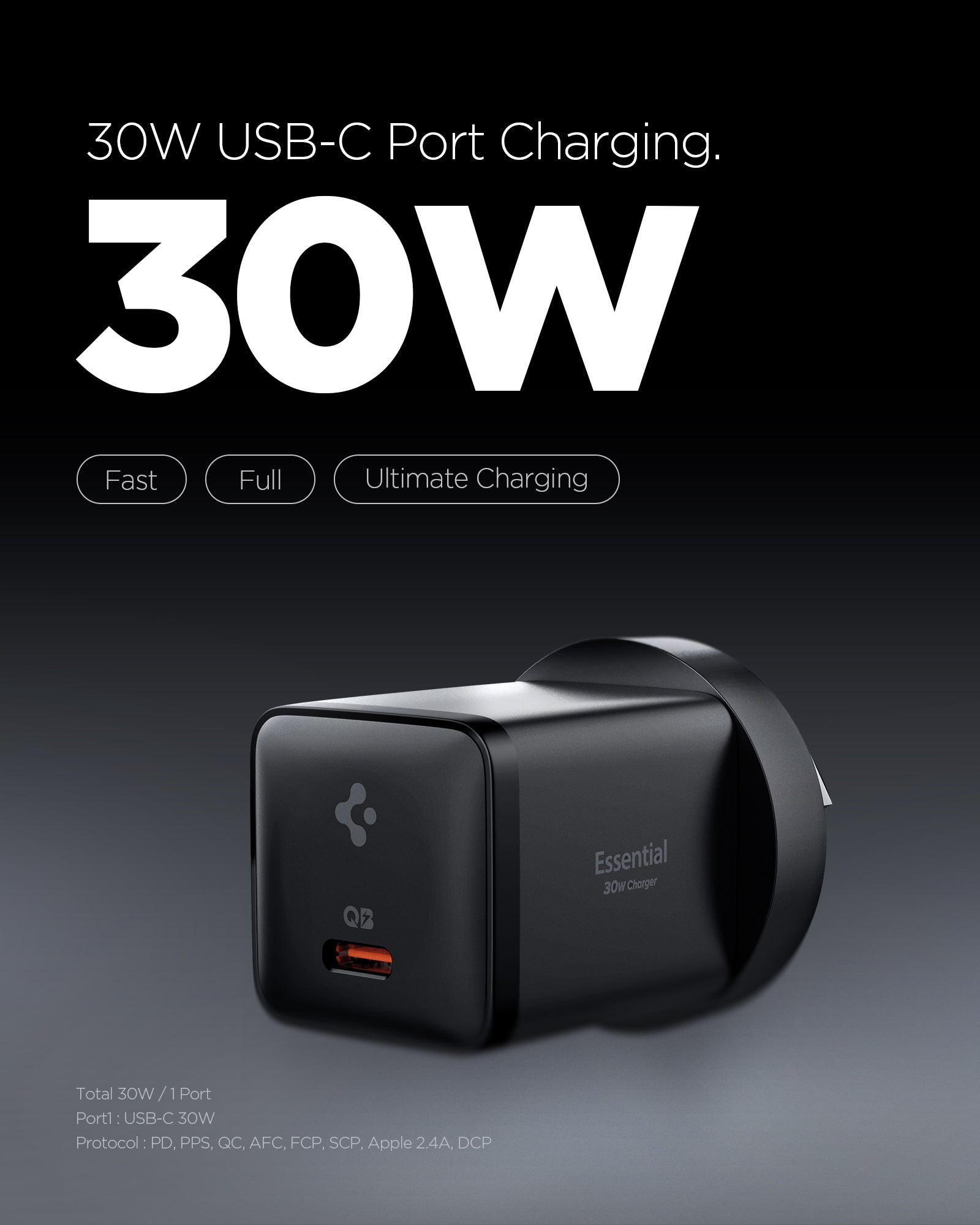 EE301OC compact 30W charger dimensions