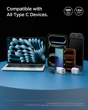 Gunmetal Spigen EB6015CC 60W USB-C cable feature 6: intelligent safety and compatible devices