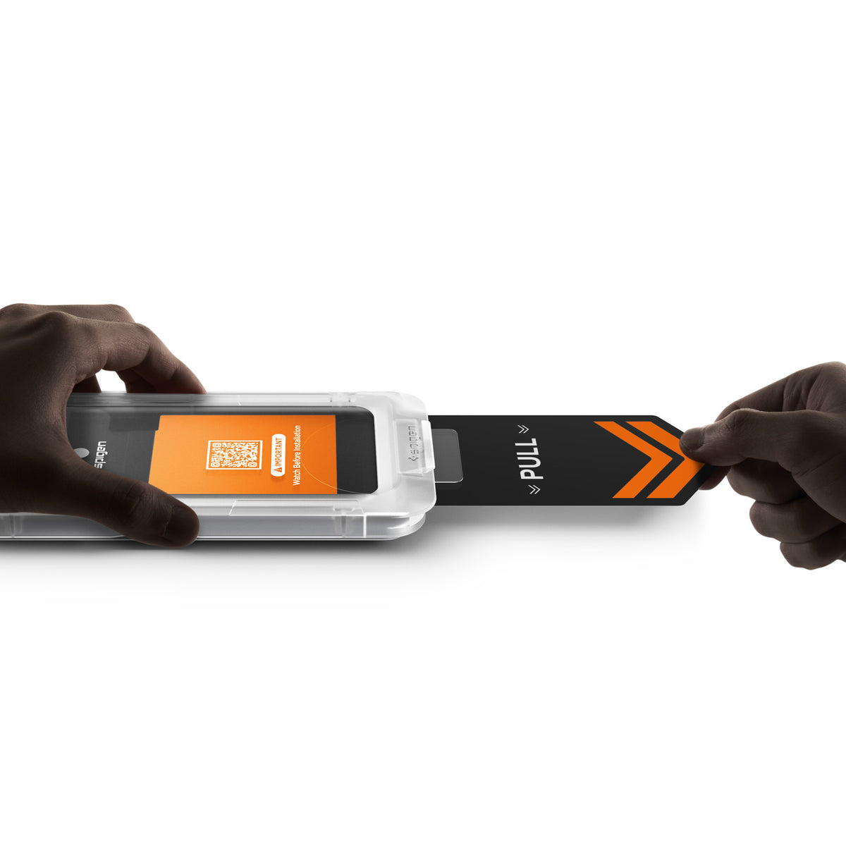 Spigen Galaxy S26 Plus EZ Fit Pro HD Privacy – horizontal installation view