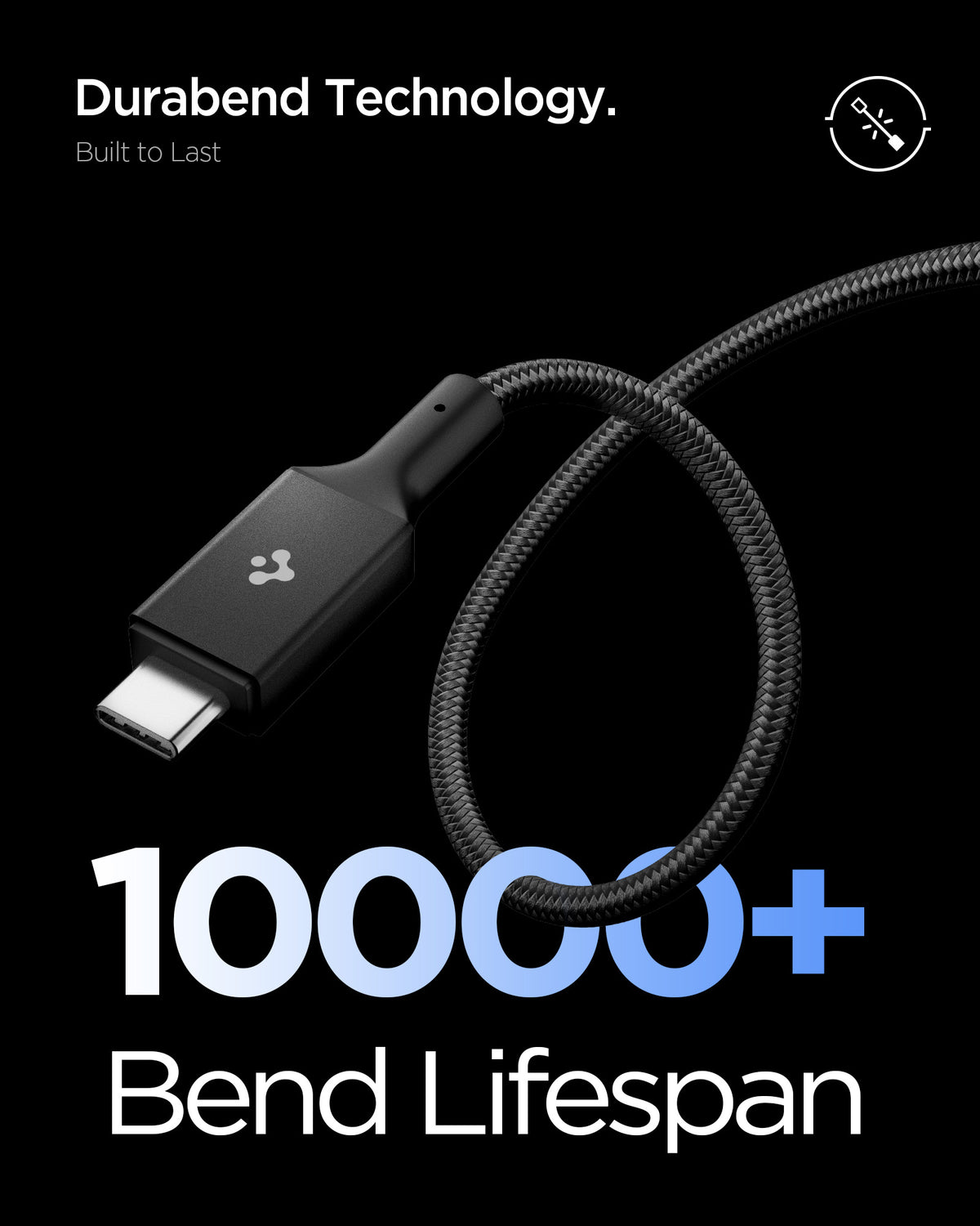 Black Spigen EB10015CC 100W USB-C cable feature 5: DuraBend construction