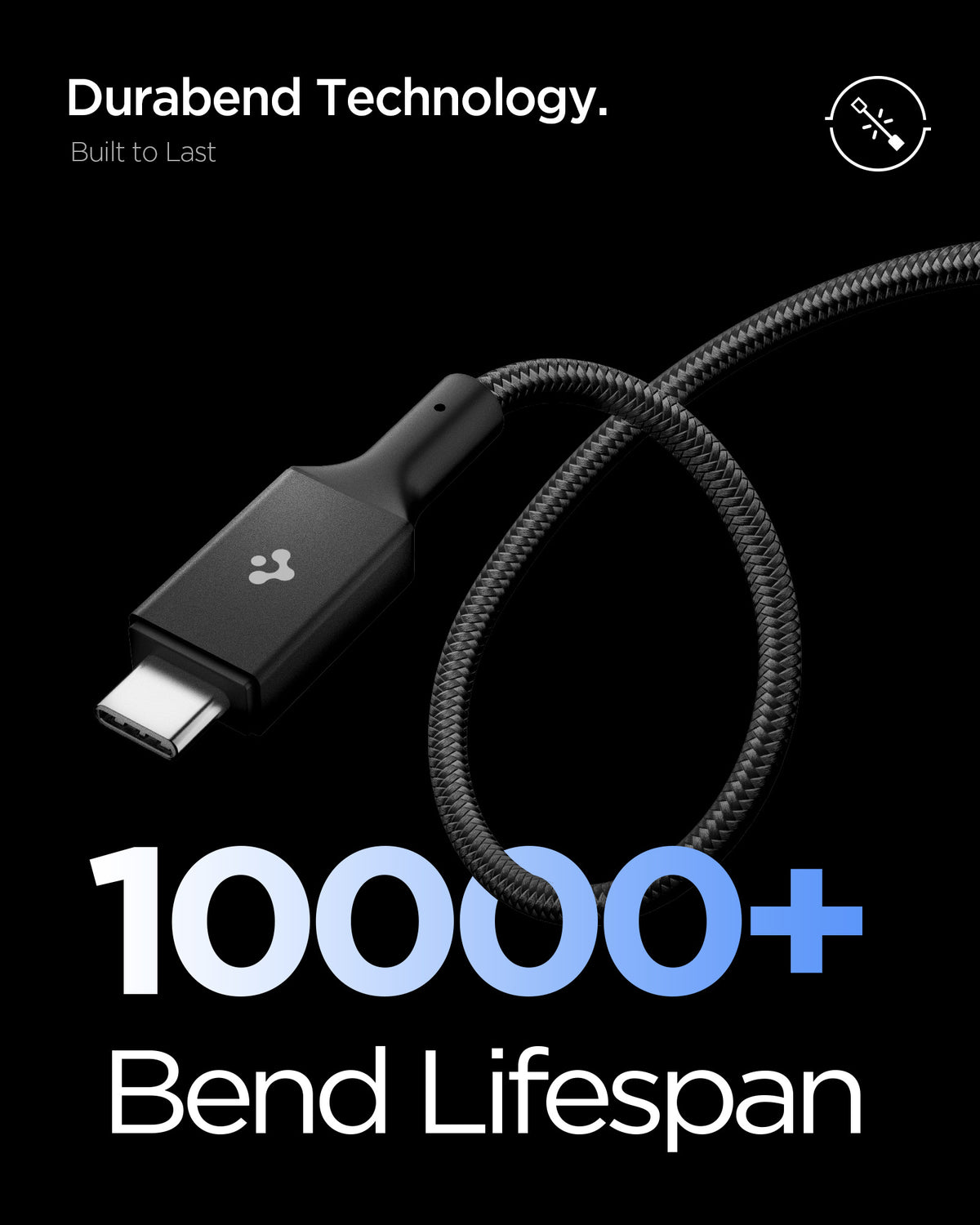 Black Spigen EB24015CC 240W USB-C cable feature 5: DuraBend construction