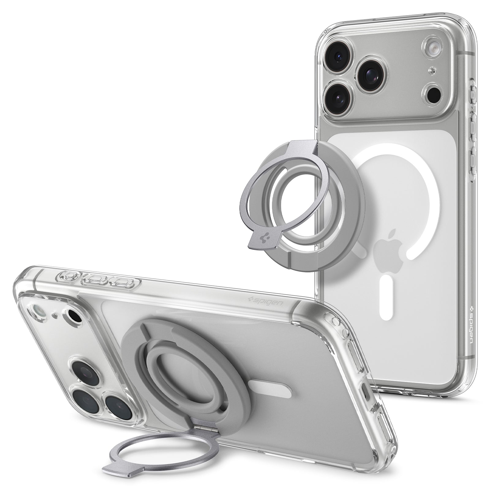 Spigen Dual Pop MagFit S magnetic phone grip and ring stand in Gray