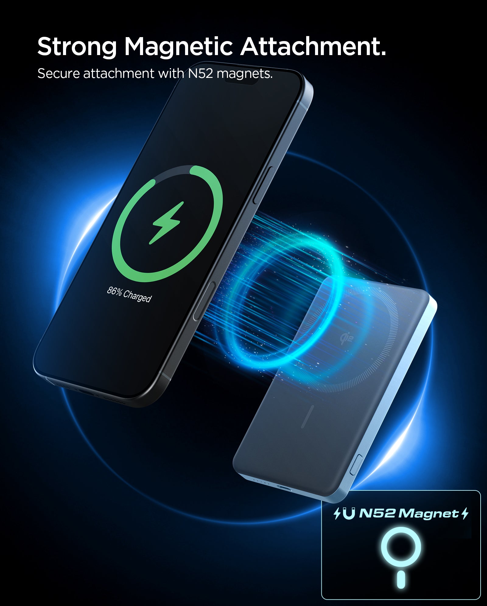 EA2205MQ Teal Blue power bank using N52 magnetic attachment