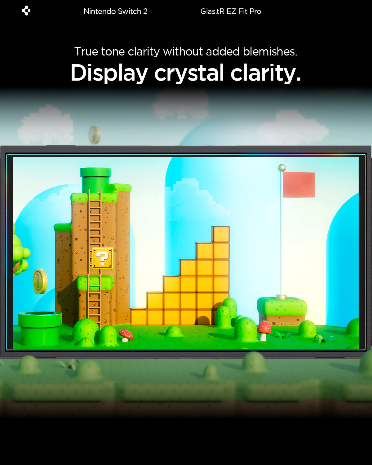 Nintendo Switch 2 clear glass protector showing display clarity