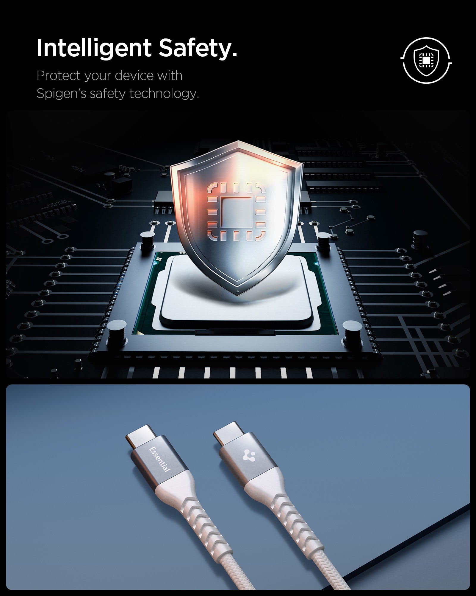 White Spigen EB10010CCA 100W cable feature 6: intelligent safety and compatible devices