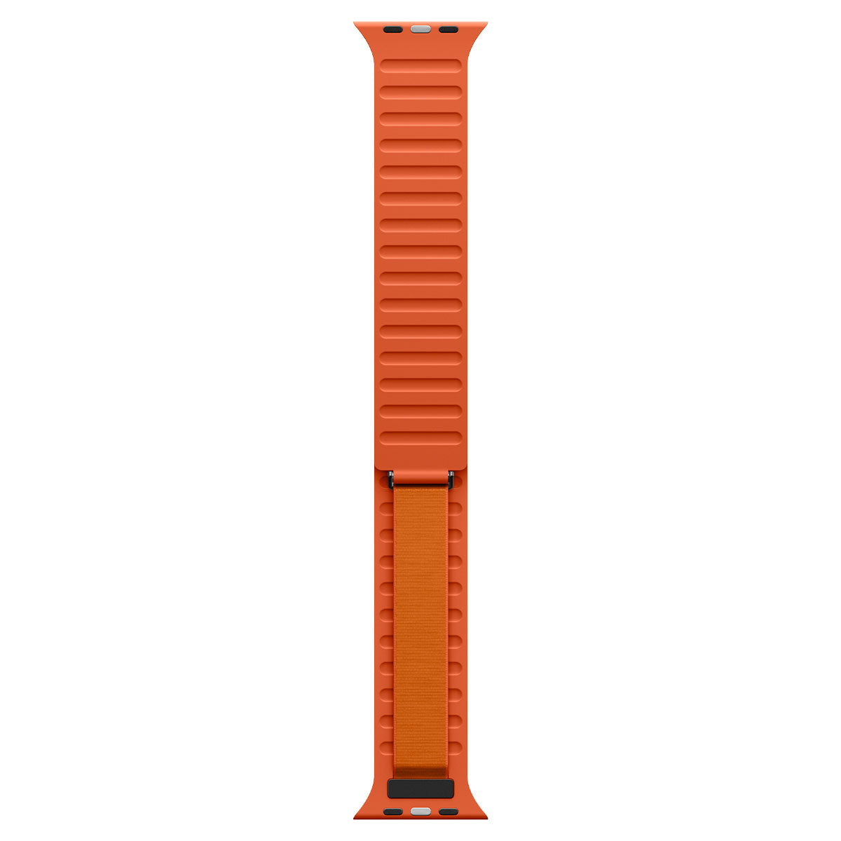 Full-length view of the orange inner strap and ribbed band