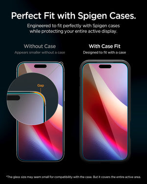 iPhone Pro Max glass boundary showing clearance for compatible Spigen cases