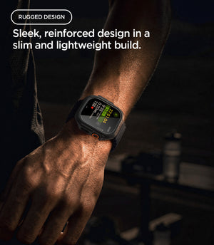 Spigen Apple Watch Ultra 4 / 3 / 2 / 1 (49mm) Case – Lock Fit with Glass — Black, construction, fit or installation view 6