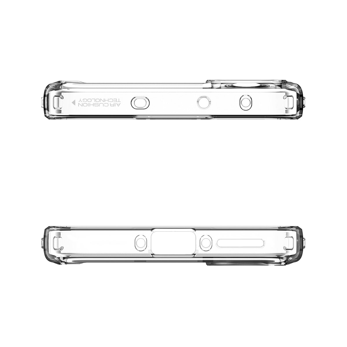 Top and bottom cutouts of the Spigen OnePlus Nord 5 5G clear case