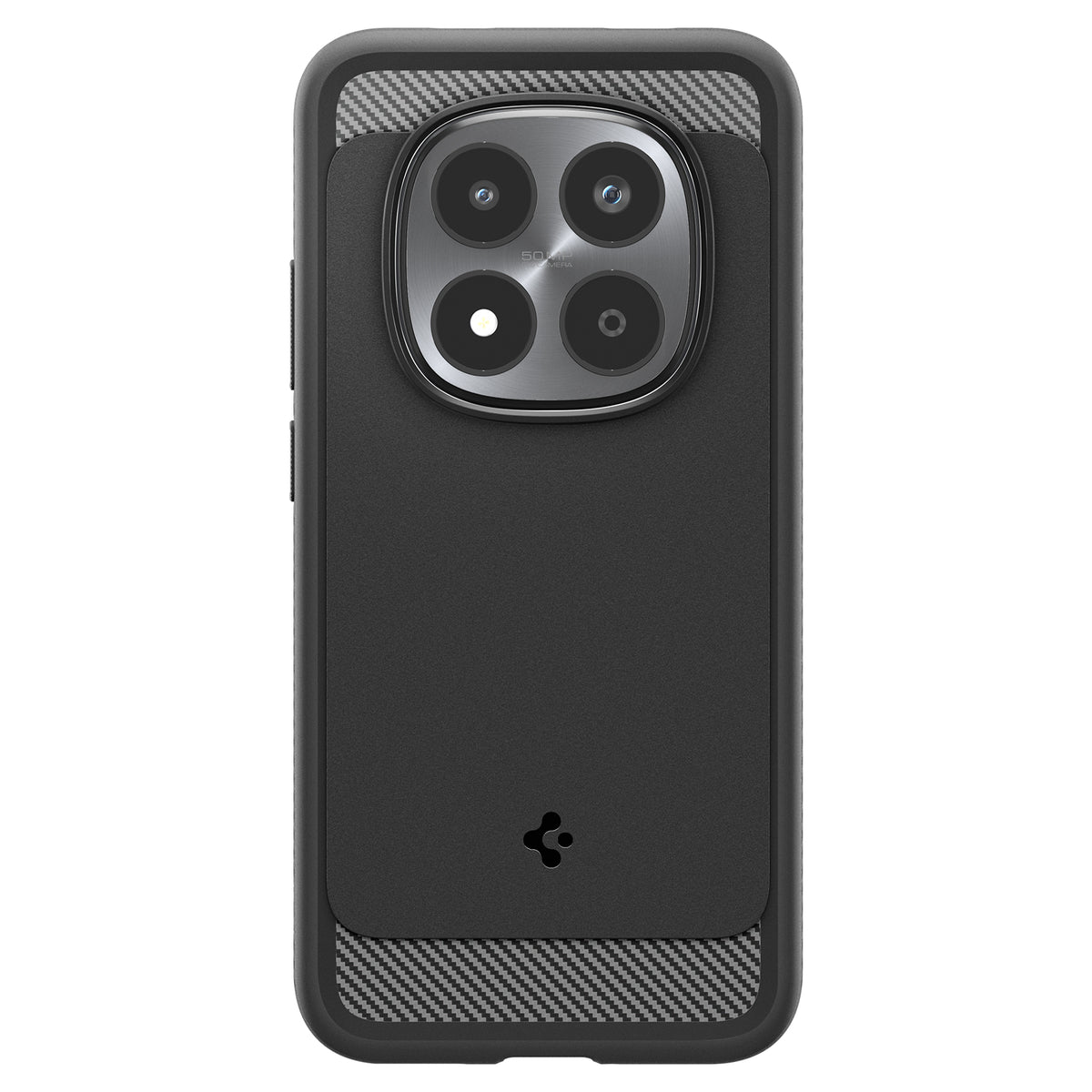 Back view of the Matte Black Rugged Armor case on Redmi Note 15 Pro 5G