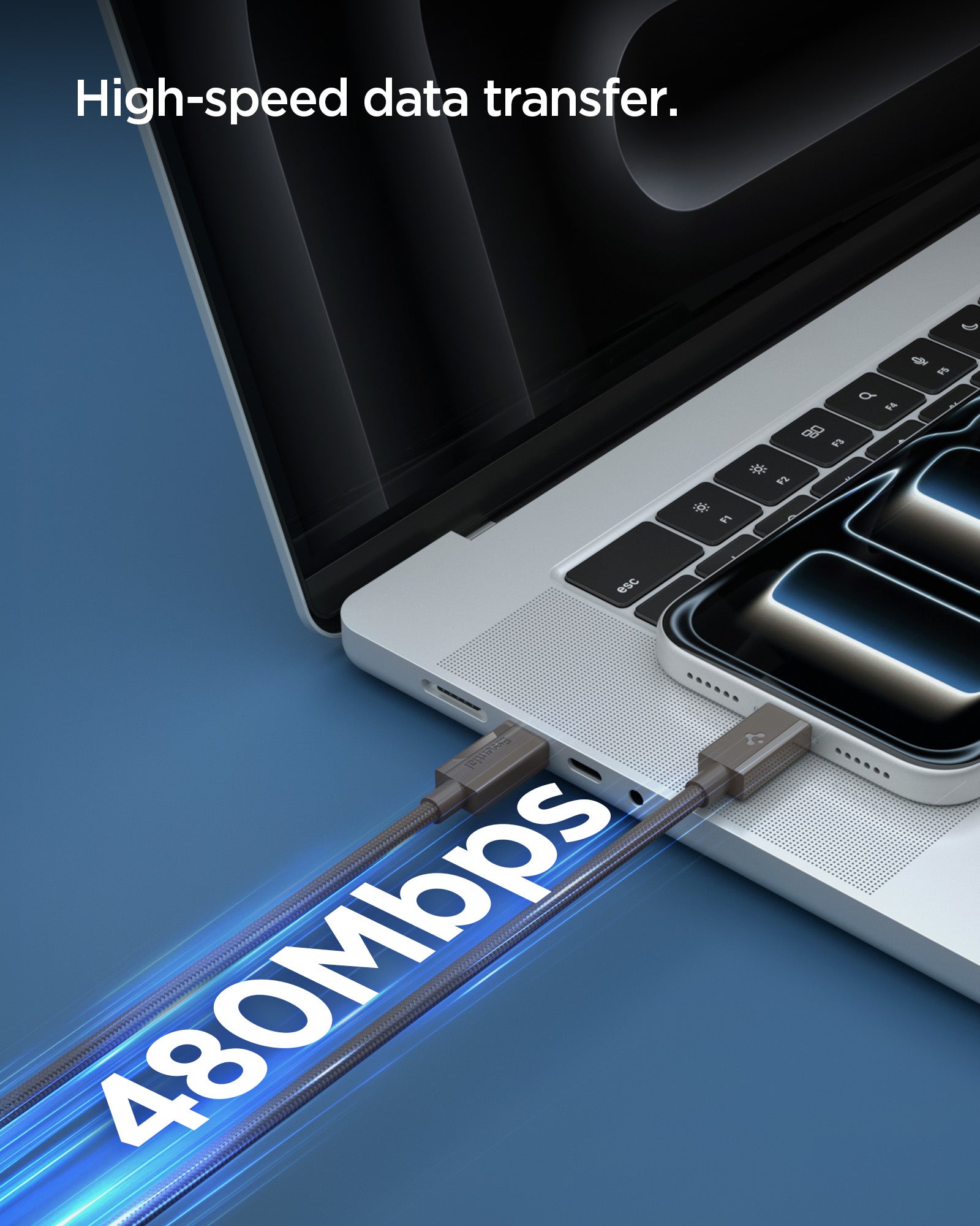Gunmetal Spigen EB6015CC 60W USB-C cable feature 5: DuraBend construction
