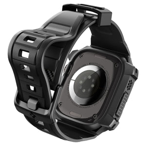 Spigen Apple Watch Ultra 4 / 3 / 2 / 1 (49mm) Case + Band – Rugged Armor Pro with Glass — Black, construction, fit or installation view 16